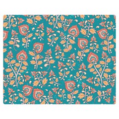 Teal Floral Paisley Double Sided Flano Blanket (medium)  by mccallacoulture