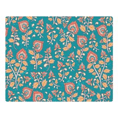 Teal Floral Paisley Double Sided Flano Blanket (large)  by mccallacoulture