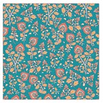 Teal Floral Paisley Large Satin Scarf (Square) Front