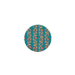 Teal Floral Paisley Stripes 1  Mini Magnet by mccallacoulture