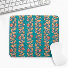 Teal Floral Paisley Stripes Large Mousepad by mccallacoulture