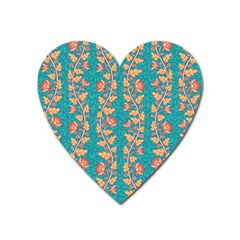 Teal Floral Paisley Stripes Magnet (heart) by mccallacoulture