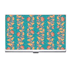 Teal Floral Paisley Stripes Business Card Holder by mccallacoulture