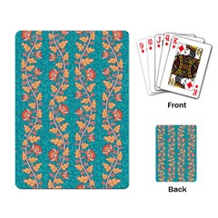 Teal Floral Paisley Stripes Playing Cards Single Design (rectangle)