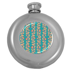 Teal Floral Paisley Stripes Hip Flask (5 Oz) by mccallacoulture