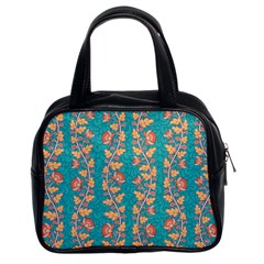 Teal Floral Paisley Stripes Classic Handbag (two Sides)