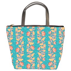 Teal Floral Paisley Stripes Bucket Bag by mccallacoulture