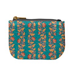 Teal Floral Paisley Stripes Mini Coin Purse by mccallacoulture