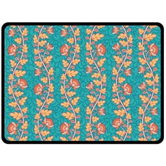 Teal Floral Paisley Stripes Fleece Blanket (large) by mccallacoulture