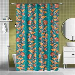 Teal Floral Paisley Stripes Shower Curtain 48  X 72  (small) by mccallacoulture