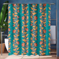 Teal Floral Paisley Stripes Shower Curtain 60  X 72  (medium) by mccallacoulture