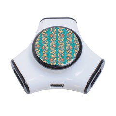 Teal Floral Paisley Stripes 3-port Usb Hub by mccallacoulture