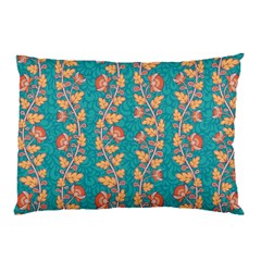 Teal Floral Paisley Stripes Pillow Case (two Sides) by mccallacoulture