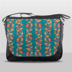 Teal Floral Paisley Stripes Messenger Bag by mccallacoulture