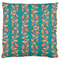 Teal Floral Paisley Stripes Large Cushion Case (one Side) by mccallacoulture