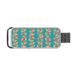 Teal Floral Paisley Stripes Portable Usb Flash (two Sides) by mccallacoulture