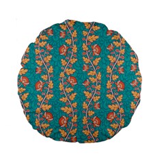 Teal Floral Paisley Stripes Standard 15  Premium Round Cushion  by mccallacoulture