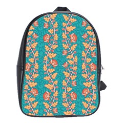 Teal Floral Paisley Stripes School Bag (xl) by mccallacoulture