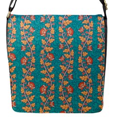 Teal Floral Paisley Stripes Flap Closure Messenger Bag (s) by mccallacoulture