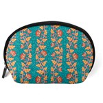 Teal Floral Paisley Stripes Accessory Pouch (Large) Back