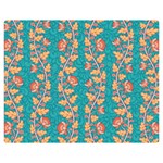 Teal Floral Paisley Stripes Double Sided Flano Blanket (Medium) 60 x50  Blanket Front