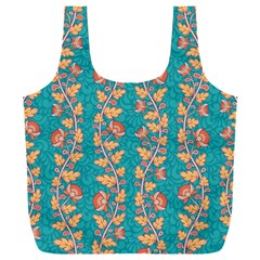 Teal Floral Paisley Stripes Full Print Recycle Bag (xxxl) by mccallacoulture