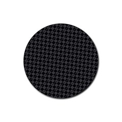 Damiers Abstrait Gris/noir Rubber Coaster (round)  by kcreatif