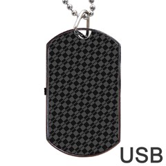 Damiers Abstrait Gris/noir Dog Tag Usb Flash (one Side) by kcreatif