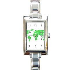 Environment Concept World Map Illustration Rectangle Italian Charm Watch by dflcprintsclothing