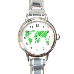 Environment Concept World Map Illustration Round Italian Charm Watch by dflcprintsclothing