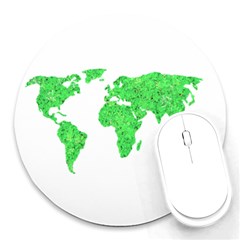 Environment Concept World Map Illustration Round Mousepads by dflcprintsclothing