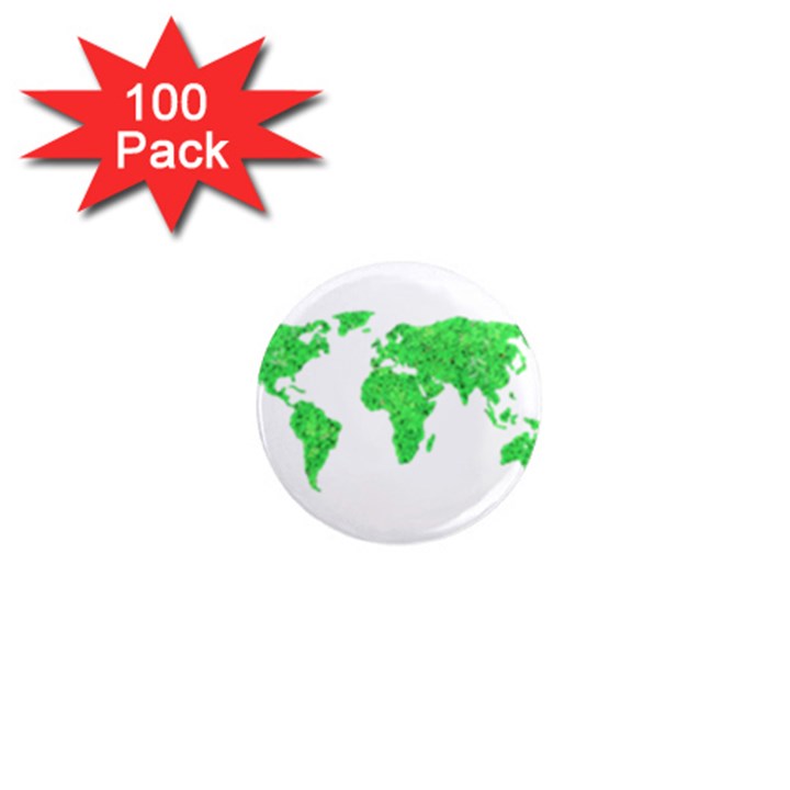 Environment Concept World Map Illustration 1  Mini Magnets (100 pack) 