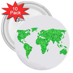 Environment Concept World Map Illustration 3  Buttons (10 Pack) 