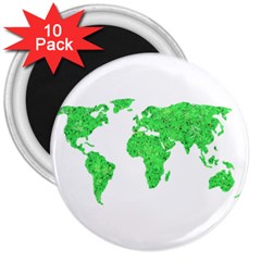 Environment Concept World Map Illustration 3  Magnets (10 Pack)  by dflcprintsclothing