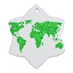 Environment Concept World Map Illustration Snowflake Ornament (two Sides)