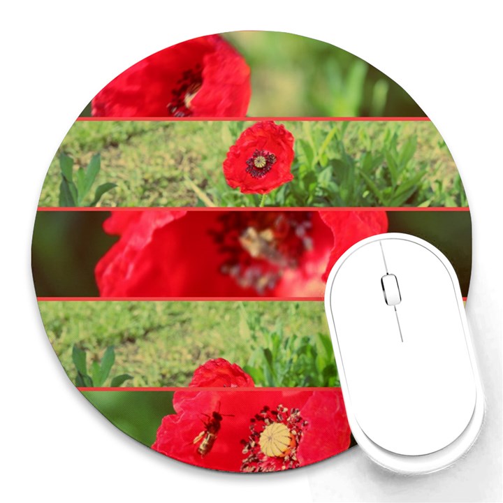 Photos Collage Coquelicots Round Mousepads