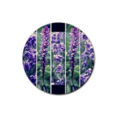 Collage Fleurs Violette Rubber Coaster (round)  by kcreatif