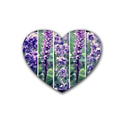 Collage Fleurs Violette Rubber Coaster (heart)  by kcreatif