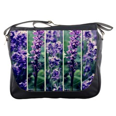 Collage Fleurs Violette Messenger Bag by kcreatif