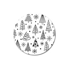 Seamless Pattern With Christmas Trees Magnet 3  (round) by Vaneshart