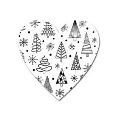 Seamless Pattern With Christmas Trees Heart Magnet by Vaneshart