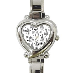 Seamless Pattern With Christmas Trees Heart Italian Charm Watch by Vaneshart