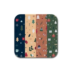 Flat Design Christmas Pattern Collection Rubber Square Coaster (4 Pack)  by Vaneshart