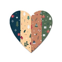 Flat Design Christmas Pattern Collection Heart Magnet by Vaneshart