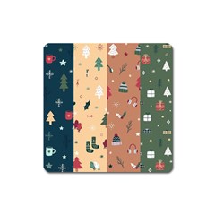 Flat Design Christmas Pattern Collection Square Magnet