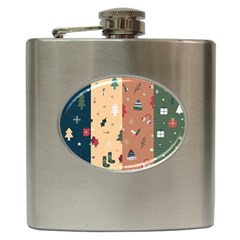 Flat Design Christmas Pattern Collection Hip Flask (6 Oz) by Vaneshart