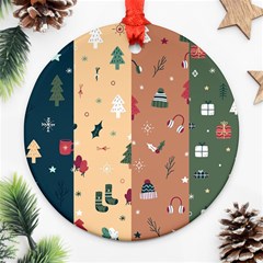 Flat Design Christmas Pattern Collection Round Ornament (two Sides) by Vaneshart