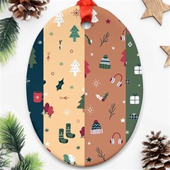 Flat Design Christmas Pattern Collection Oval Ornament (two Sides)