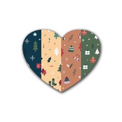 Flat Design Christmas Pattern Collection Rubber Coaster (heart)  by Vaneshart