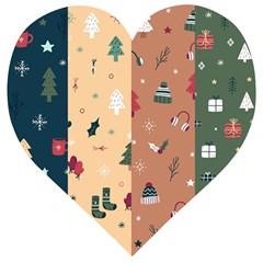 Flat Design Christmas Pattern Collection Wooden Puzzle Heart by Vaneshart